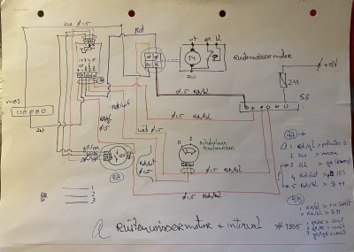 Volledige bedradingsschema LET OP aansluitingen ruitenwisser zoals deze van de ruitenwissermotor komen gezien de kleuren bedrading